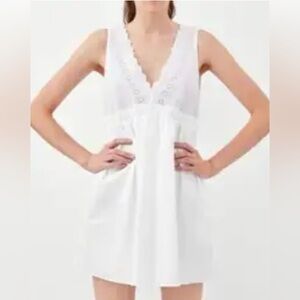 ZARA White Dress XL TRF Cotton Boho Eyelet Trim Sleeveless – XL (Large & Medium)